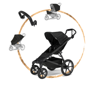 Sportovní kočárek Thule Urban Glide 4-wheel Black + madlo + pláštěnka + síť proti hmyzu